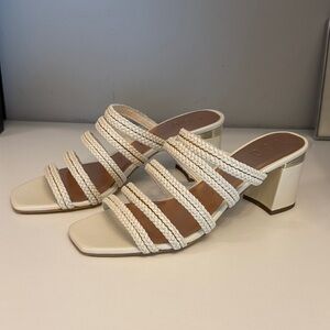 Like New Ted Baker Elegant Cream Braided Strap Heels